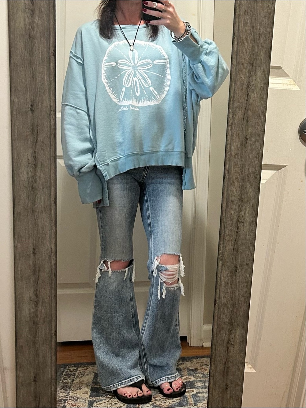 Like New RARE We The Free Graphic Camden Pullover in Sand Dollar Print - Picture 9 of 15